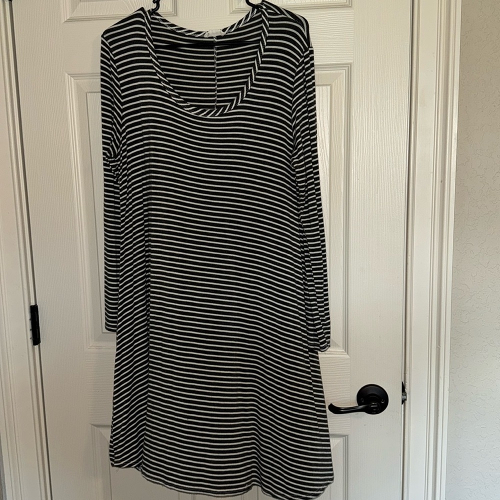 Gray and white striped Pinc dress